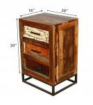 SOLID RECLAIMED TEAK WOOD END TABLE / NIGHTSTAND 3 DRAWERS