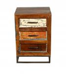 SOLID RECLAIMED TEAK WOOD END TABLE / NIGHTSTAND 3 DRAWERS