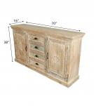 SOLID HAND CARVED RECLAIMED TEAK SIDEBOARD W/ 2 DOORS & 4 DRAWERS