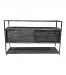 SOLID WOOD & METAL CABINET SHELVING UNIT