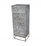 TALL WOOD & IRON DRAWER CHEST 