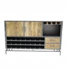 SOLID WOOD & IRON WINE RACK SIDEBOARD