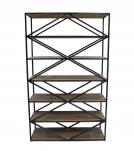 SOLID WOOD & IRON SHELVING UNIT BOOKCASE