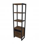 IRON & WOOD BOOKSHELF W/ DRAWERS