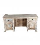 SOLID RECLAIMED TEAK WOOD DESK 2/ DRAWERS & DOORS