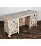 SOLID RECLAIMED TEAK WOOD DESK 2/ DRAWERS & DOORS