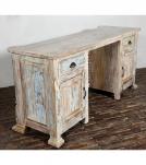 SOLID RECLAIMED TEAK WOOD DESK 2/ DRAWERS & DOORS