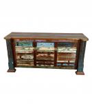 SOLID RECLAIMED TEAK WOOD DESK 2/ DRAWERS & DOORS