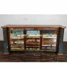 SOLID RECLAIMED TEAK WOOD DESK 2/ DRAWERS & DOORS