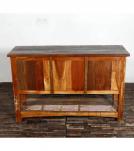 SOLID RECLAIMED TEAK WOOD SIDEBOARD W/ SLIDING DOORS & BOTTOM SHELF