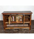 SOLID RECLAIMED TEAK WOOD SIDEBOARD W/ SLIDING DOORS & BOTTOM SHELF
