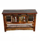 SOLID RECLAIMED TEAK WOOD SIDEBOARD W/ SLIDING DOORS & BOTTOM SHELF