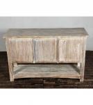 SOLID RECLAIMED TEAK WOOD SIDEBOARD W/ SLIDING DOORS & BOTTOM SHELF