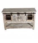 SOLID RECLAIMED TEAK WOOD SIDEBOARD W/ SLIDING DOORS & BOTTOM SHELF