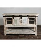 SOLID RECLAIMED TEAK WOOD SIDEBOARD W/ SLIDING DOORS & BOTTOM SHELF