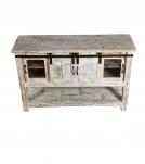 SOLID RECLAIMED TEAK WOOD SIDEBOARD W/ SLIDING DOORS & BOTTOM SHELF