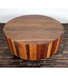 SOLID RECLAIMED TEAK WOOD & IRON ROUND COFFEE TABLE
