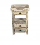 SOLID RECLAIMED TEAK WOOD 3 DRAWER END TABLE / NIGHT STAND