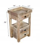 SOLID RECLAIMED TEAK WOOD 3 DRAWER END TABLE / NIGHT STAND