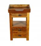 SOLID RECLAIMED TEAK WOOD 3 DRAWER END TABLE / NIGHT STAND