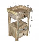 SOLID RECLAIMED TEAK WOOD 3 DRAWER END TABLE / NIGHT STAND