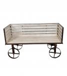 SOLID RECLAIMED TEAK WOOD BENCH W/ CASTERS