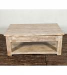 SOLID RECLAIMED TEAK WOOD 2 DRAWER COFFEE TABLE W/ SHELF