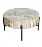 SOLID RECLAIMED TEAK WOOD COFFEE TABLE W/ METAL BASE