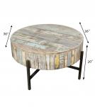 SOLID RECLAIMED TEAK WOOD COFFEE TABLE W/ METAL BASE