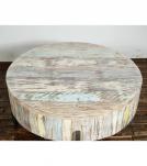 SOLID RECLAIMED TEAK WOOD COFFEE TABLE W/ METAL BASE