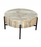 SOLID RECLAIMED TEAK WOOD COFFEE TABLE W/ METAL BASE