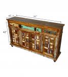 SOLID RECLAIMED TEAK WOOD SIDEBOARD W/ 6 DOORS & 3 DRAWERS