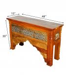 HAND CARVED SOLID RECLAIMED TEAK WOOD CONSOLE