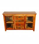 WOODEN DRAWER GLASS SIDEBOARD