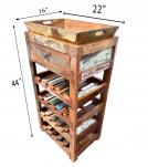 SOLID RECLAIMED TEAK WINE BAR W/ TRAY