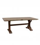SOLID WOOD X BASE TRESTLE DINING TABLE W/ EXTENSIONS