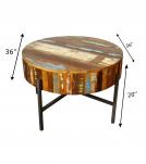 SOLID RECLAIMED TEAK WOOD W/ METAL COFFEE TABLE