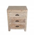 SOLID RECLAIMED TEAK WOOD END TABLE / NIGHTSTAND W/ 3 DRAWERS