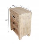 SOLID RECLAIMED TEAK WOOD END TABLE / NIGHTSTAND W/ 3 DRAWERS