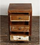 SOLID RECLAIMED TEAK WOOD END TABLE / NIGHTSTAND W/ 3 DRAWERS
