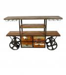 SOLID RECLAIMED TEAK WOOD WINE & LIQUOR CART