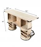 SOLID RECLAIMED TEAK WOOD DOUBLE BARREL BAR