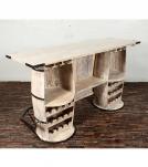 SOLID RECLAIMED TEAK WOOD DOUBLE BARREL BAR