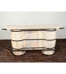 SOLID RECLAIMED TEAK WOOD DOUBLE BARREL BAR