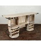 SOLID RECLAIMED TEAK WOOD DOUBLE BARREL RECLAIMED WOOD BAR
