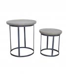 SET OF 2 STACKING SIDE TABLES WOOD & IRON