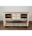 WOOD/IRON 2 DRAWER GLASS CONSOLE