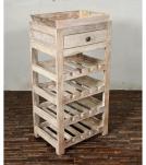 RECLAIMED SOLID TEAK WINE BAR W/ DRAWER & TRAY