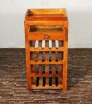 RECLAIMED SOLID TEAK WINE BAR W/ DRAWER & TRAY