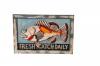 HAND CARVED SOLID PAINTED WOOD "FRESH CATCH DAILY" FISH PLAQUE